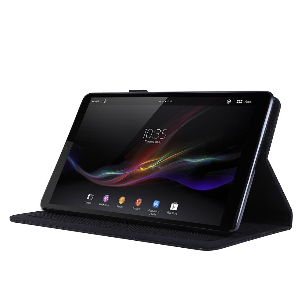 Cloth Texture Card Slots Stand Leather Cover for Lenovo Tab M8/Tab M8 (2nd Gen) - Black