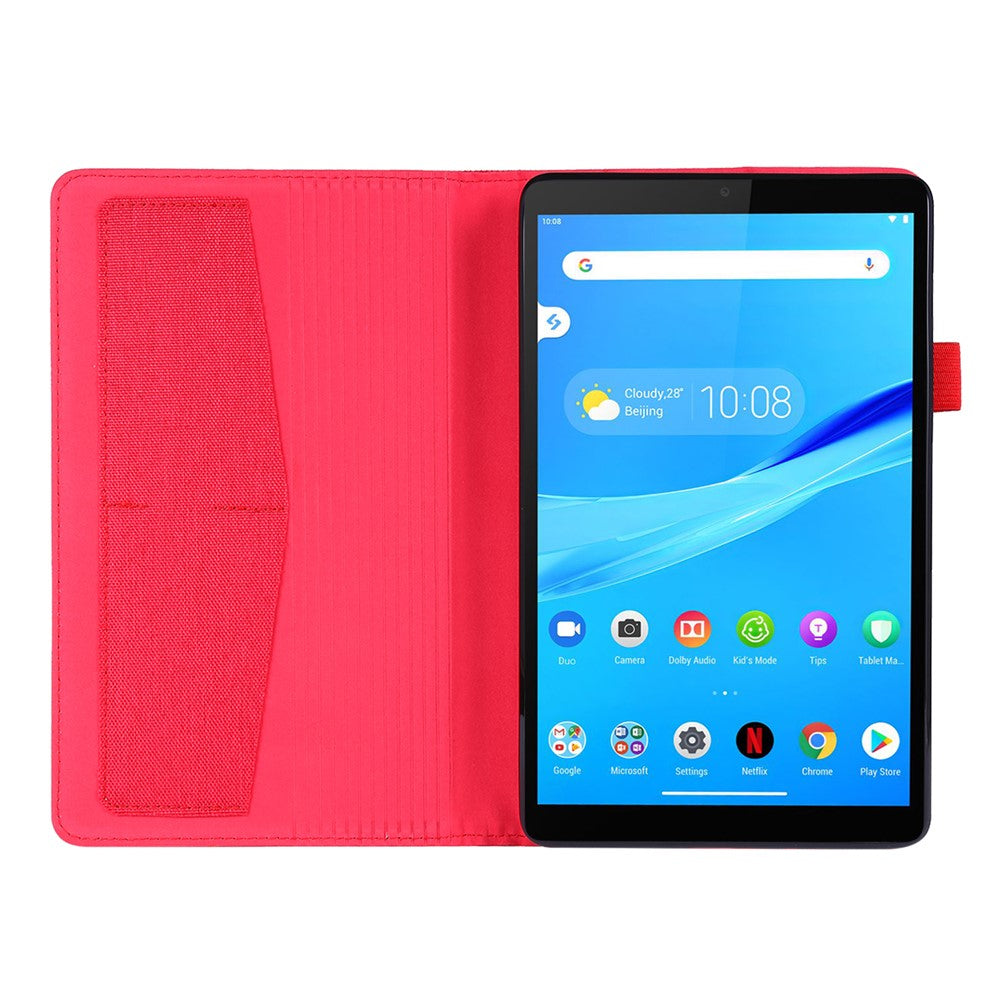 Cloth Texture Card Slots Stand Leather Cover for Lenovo Tab M8/Tab M8 (2nd Gen) - Red