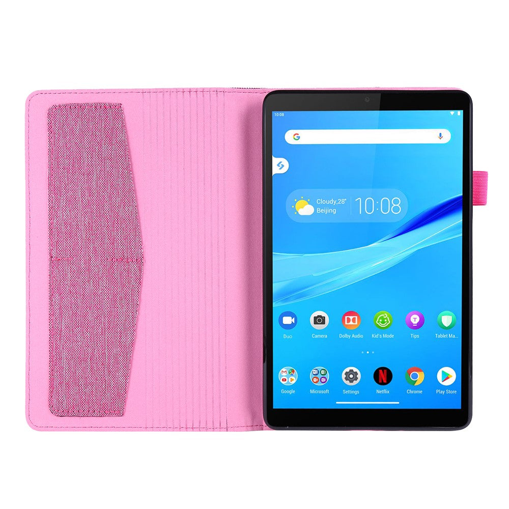 Cloth Texture Card Slots Stand Leather Cover for Lenovo Tab M8/Tab M8 (2nd Gen) - Rose