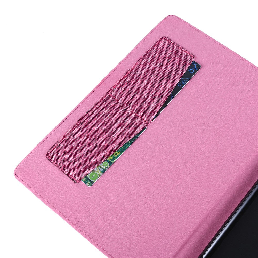Cloth Texture Leather Tablet Shell with Card Holder Stand for Lenovo Tab E10 - Rose