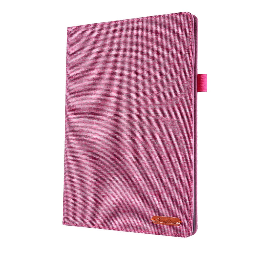 Cloth Texture Leather Tablet Shell with Card Holder Stand for Lenovo Tab E10 - Rose