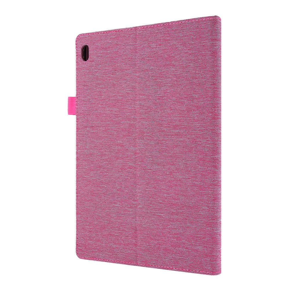 Cloth Texture Leather Tablet Shell with Card Holder Stand for Lenovo Tab E10 - Rose