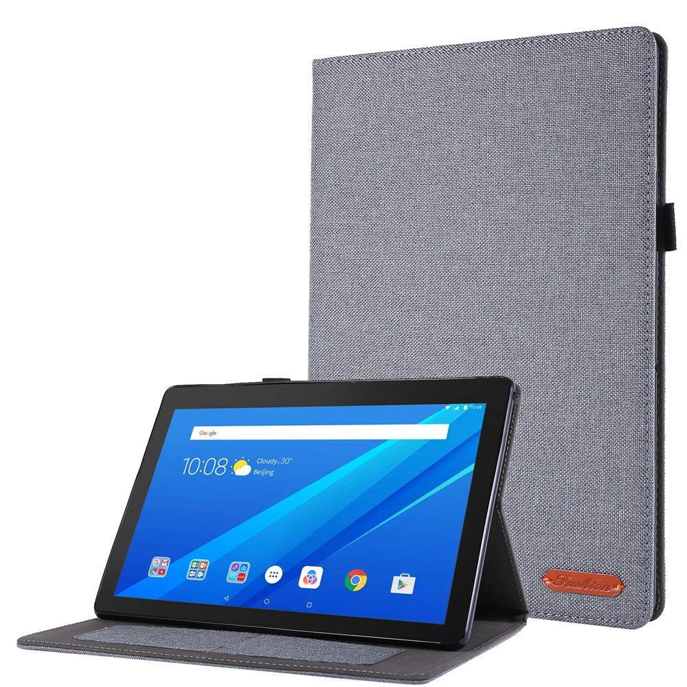 Cloth Texture Card Slots Leather Protective Case for Lenovo Tab M10 TB-X605F - Grey