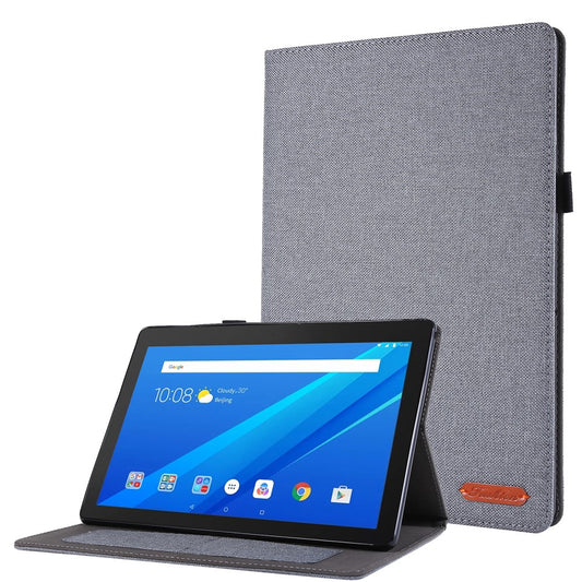 Cloth Texture Card Slots Leather Protective Case for Lenovo Tab M10 TB-X605F - Grey