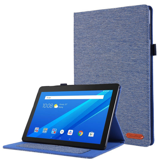 Cloth Texture Card Slots Leather Protective Case for Lenovo Tab M10 TB-X605F - Blue