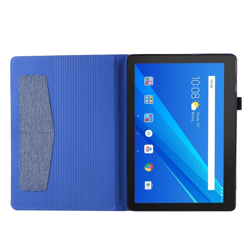 Cloth Texture Card Slots Leather Protective Case for Lenovo Tab M10 TB-X605F - Blue