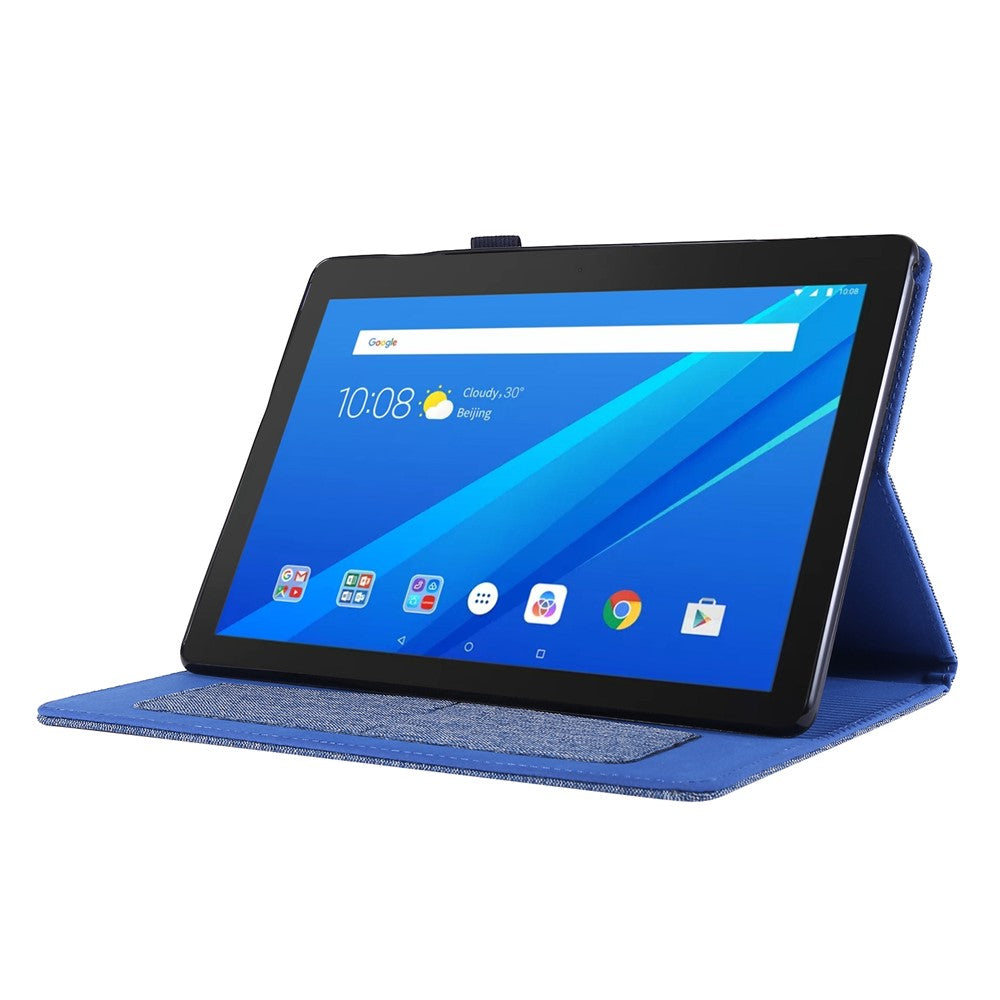 Cloth Texture Card Slots Leather Protective Case for Lenovo Tab M10 TB-X605F - Blue