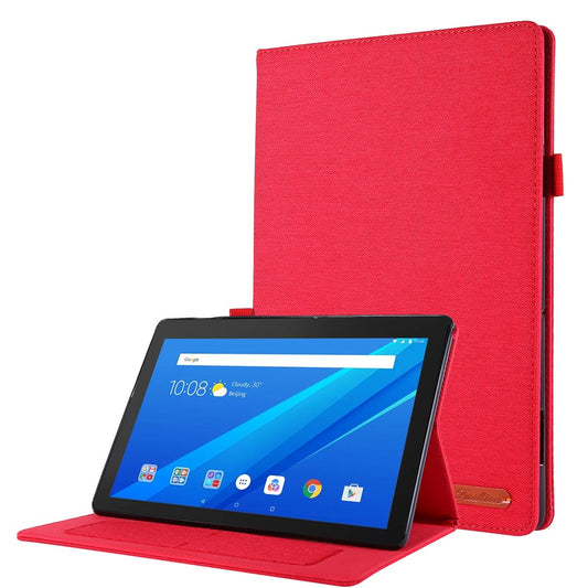Cloth Texture Card Slots Leather Protective Case for Lenovo Tab M10 TB-X605F - Red