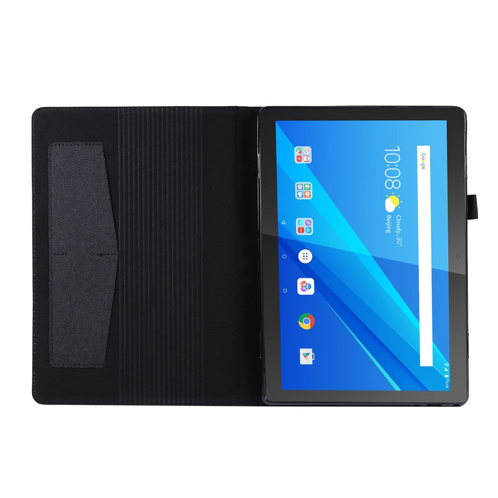 Cloth Texture Card Holder Stand Leather Case for Lenovo Tab P10 - Black