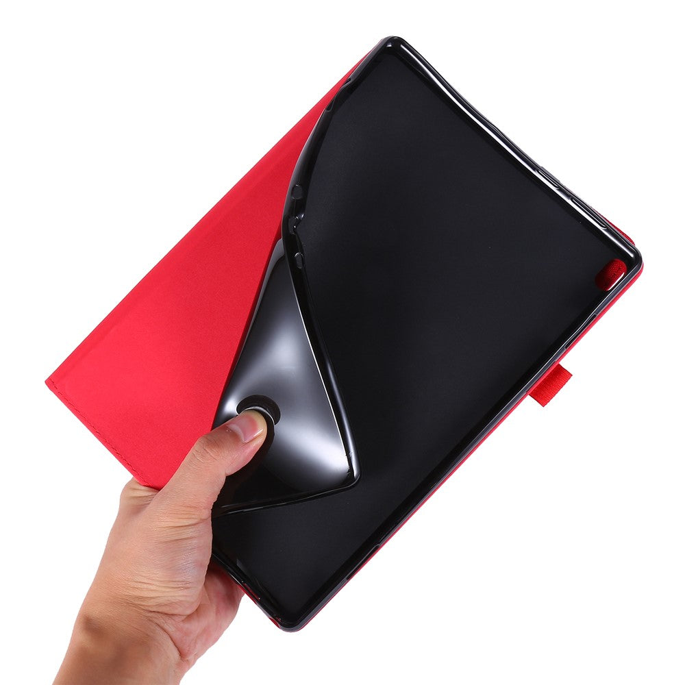Cloth Texture Card Holder Stand Leather Case for Lenovo Tab P10 - Red
