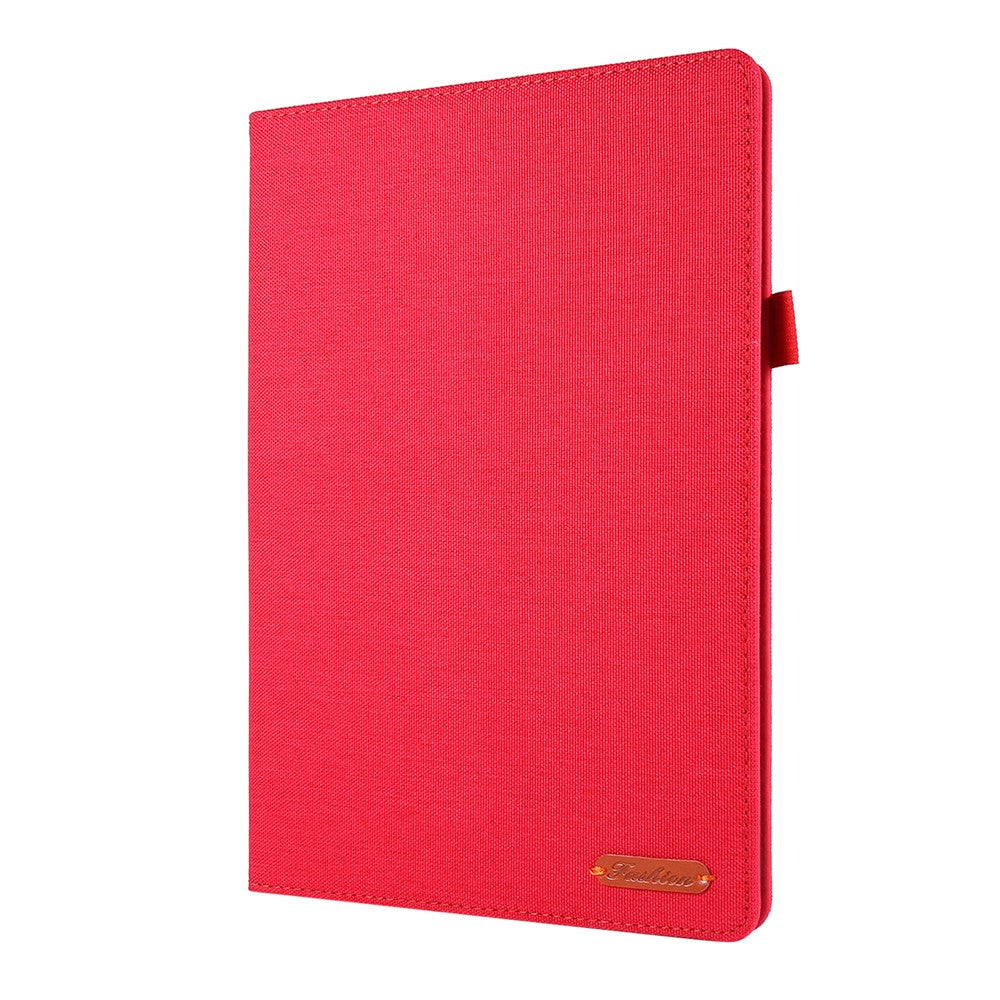 Cloth Texture Card Holder Stand Leather Case for Lenovo Tab P10 - Red