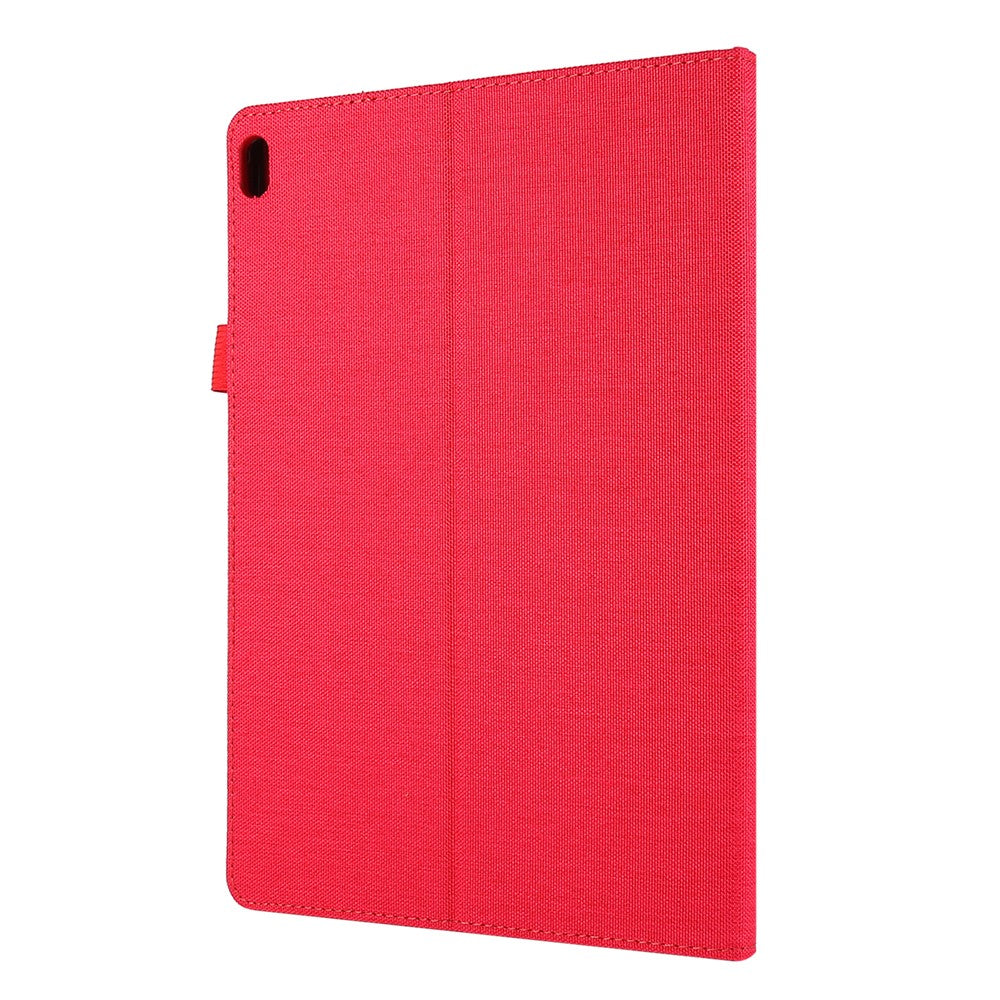 Cloth Texture Card Holder Stand Leather Case for Lenovo Tab P10 - Red