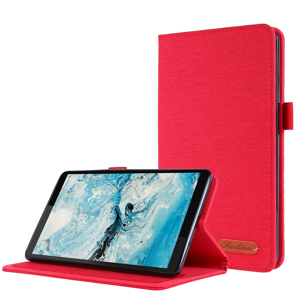 Cloth Texture Card Slots Stand Leather Protective Cover for  Lenovo Tab M7 (2nd Gen) TB-7305F / (3rd Gen) - Red