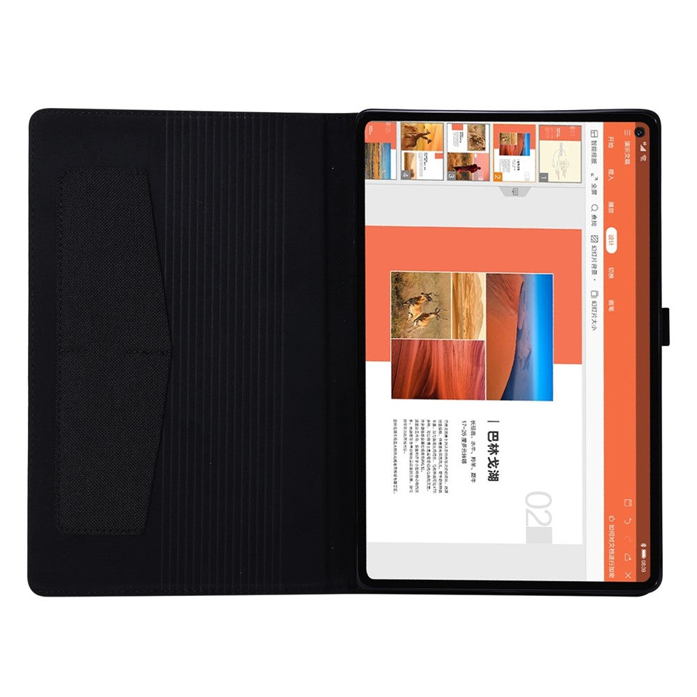 For Lenovo Tab M10 Plus Leather Case Scratch Resistant Flip Tablet Cover with Stand Card Slots - Black