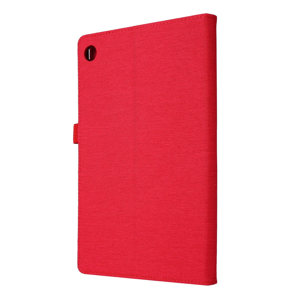 For Lenovo Tab M10 Plus Leather Case Scratch Resistant Flip Tablet Cover with Stand Card Slots - Red