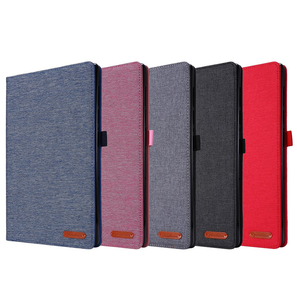 For Lenovo Tab M10 Plus Leather Case Scratch Resistant Flip Tablet Cover with Stand Card Slots - Red