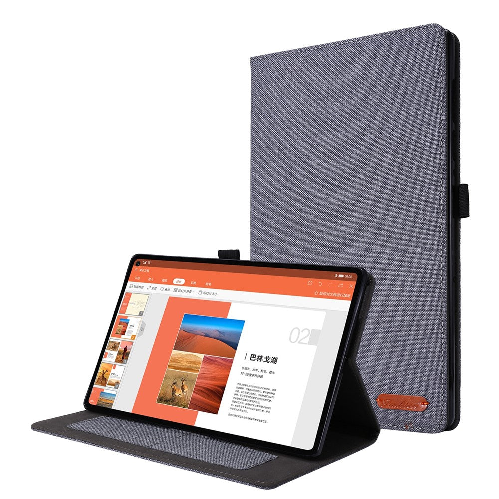 For Lenovo Tab M10 Plus Leather Case Scratch Resistant Flip Tablet Cover with Stand Card Slots - Grey