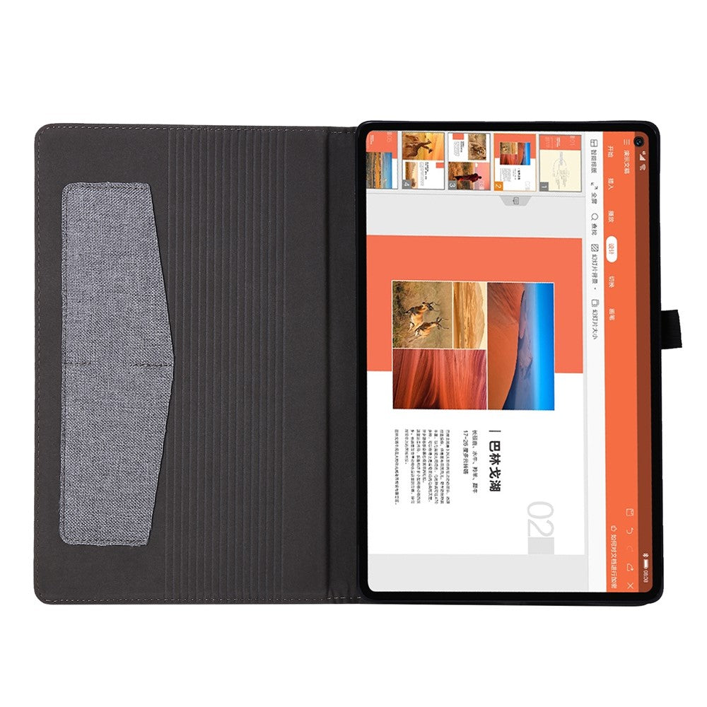 For Lenovo Tab M10 Plus Leather Case Scratch Resistant Flip Tablet Cover with Stand Card Slots - Grey