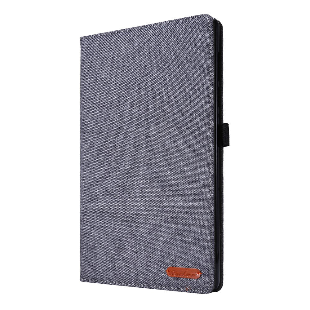 For Lenovo Tab M10 Plus Leather Case Scratch Resistant Flip Tablet Cover with Stand Card Slots - Grey