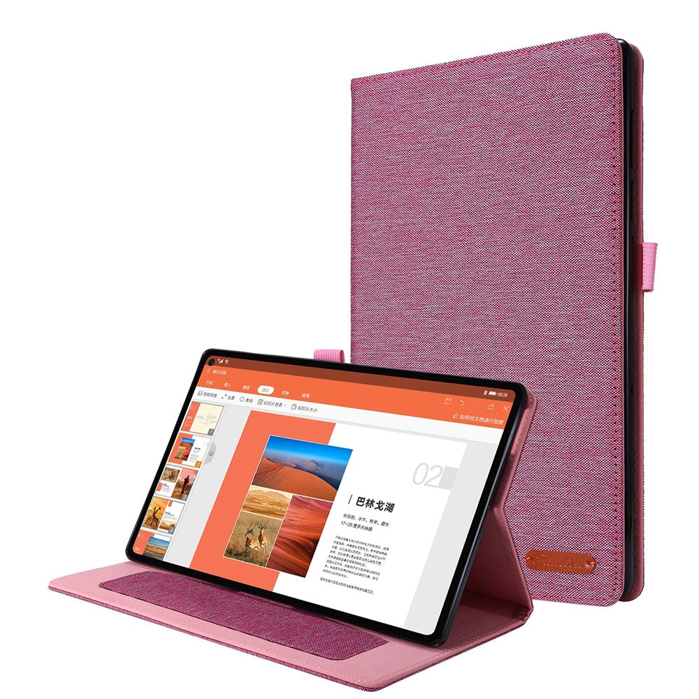 For Lenovo Tab M10 Plus Leather Case Scratch Resistant Flip Tablet Cover with Stand Card Slots - Pink