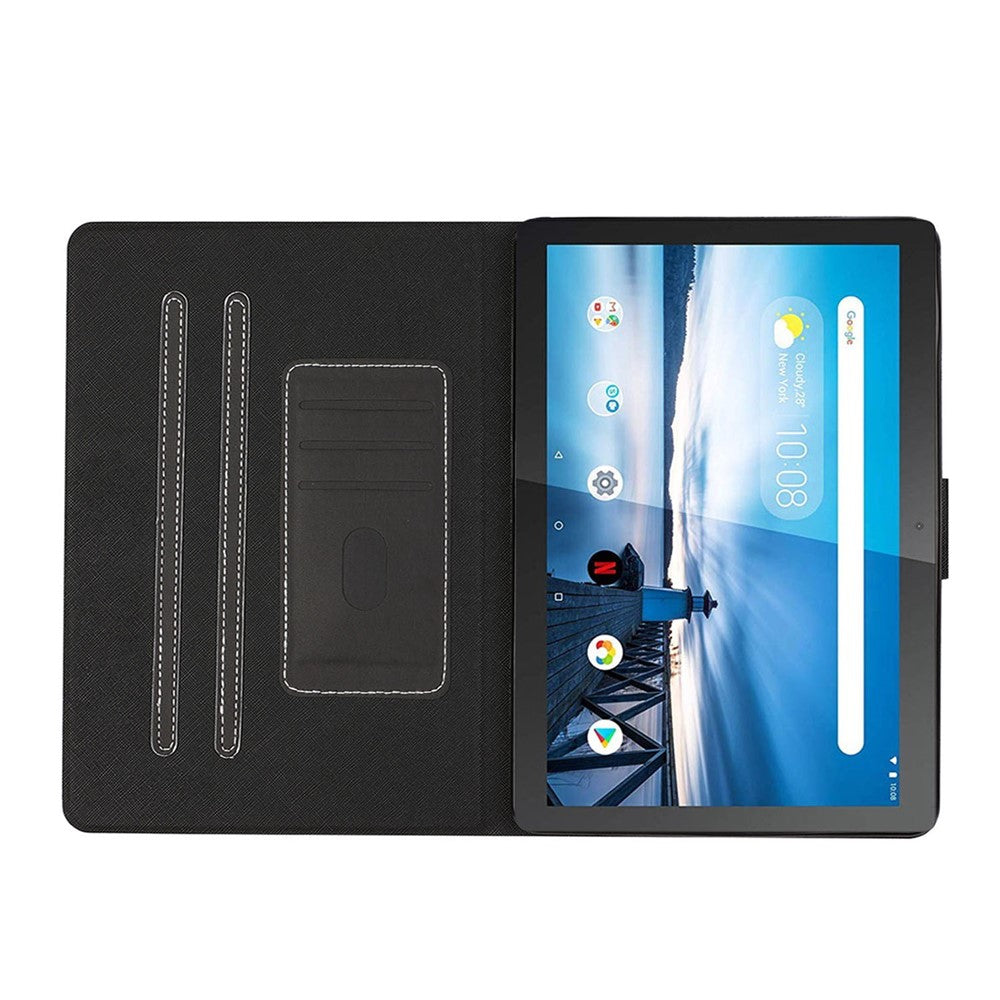 PU Leather Stand Case Shell for Lenovo Tab M10 X605F/X505F - Black