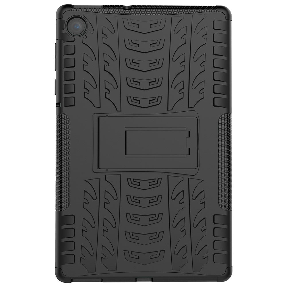 Cool Tyre Pattern PC + TPU Tablet Back Case with Kickstand for Lenovo Tab M10 Plus TB-X606F / Tab K10 - Black