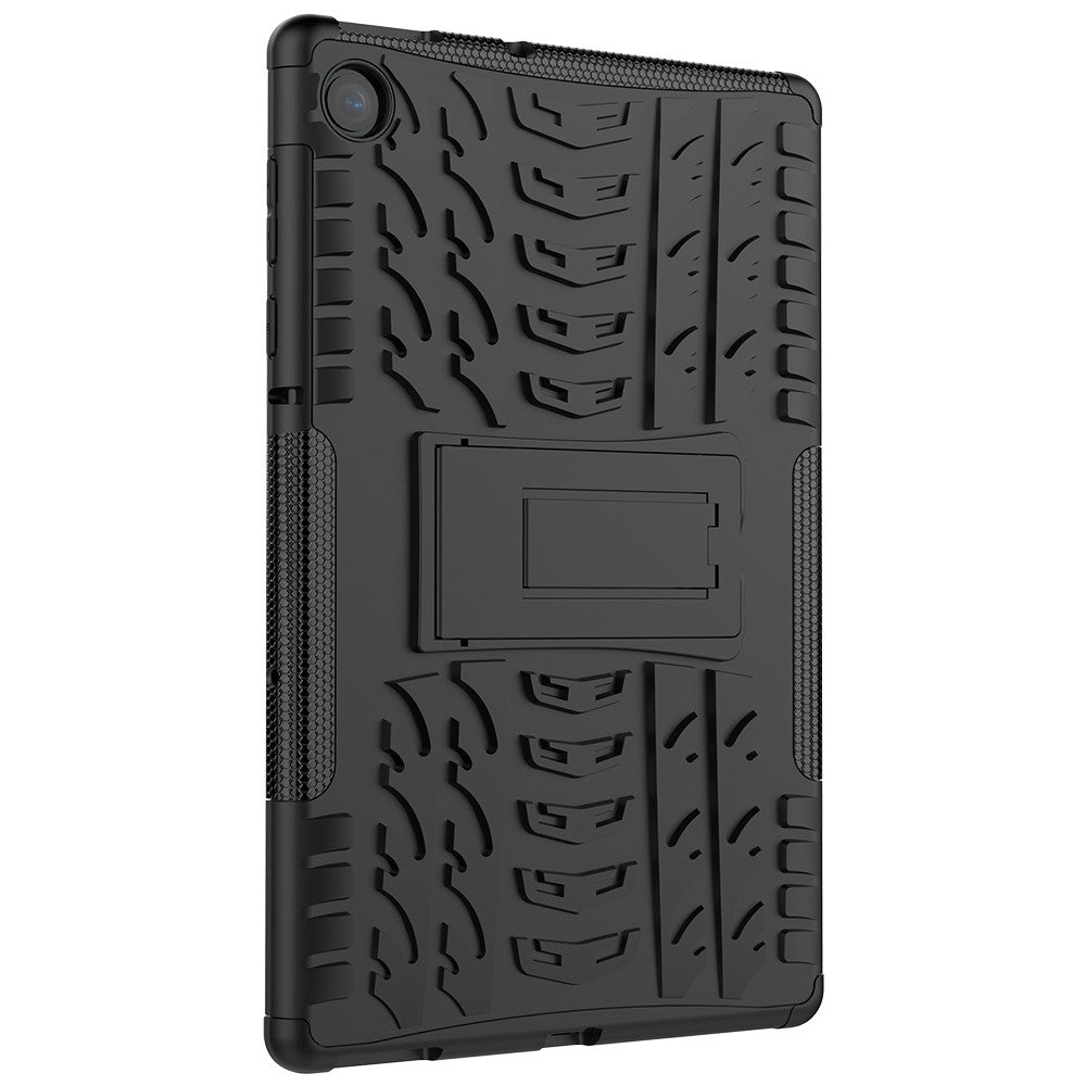 Cool Tyre Pattern PC + TPU Tablet Back Case with Kickstand for Lenovo Tab M10 Plus TB-X606F / Tab K10 - Black