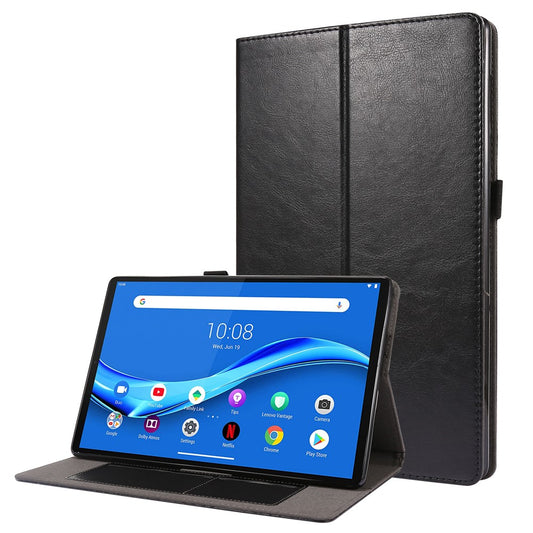 Crazy Horse Texture Leather Two-Fold Design Cover Case for Lenovo Tab M10 Plus - Black