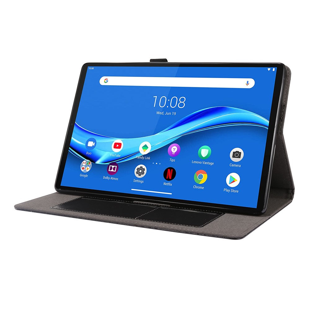 Crazy Horse Texture Leather Two-Fold Design Cover Case for Lenovo Tab M10 Plus - Black