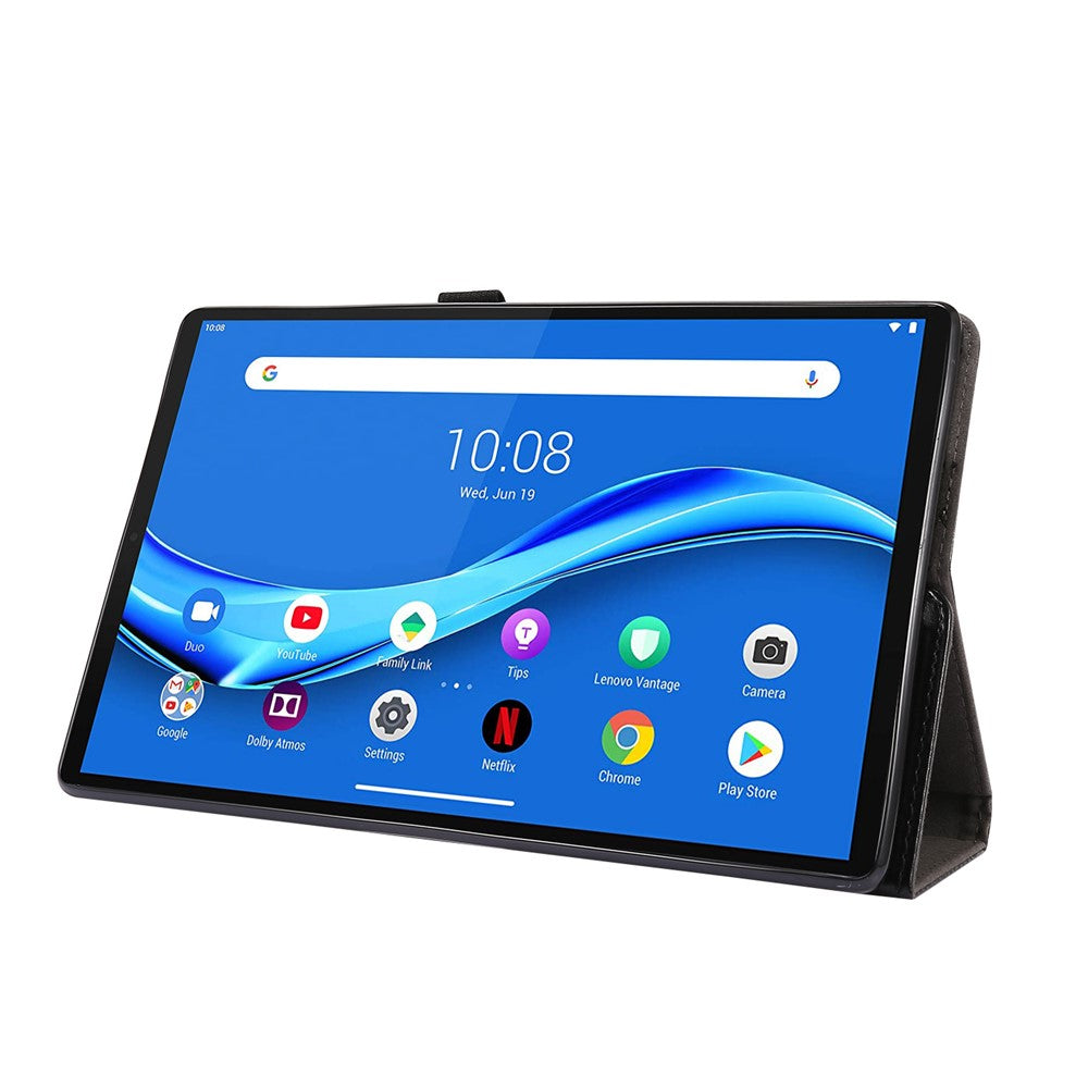 Crazy Horse Texture Leather Two-Fold Design Cover Case for Lenovo Tab M10 Plus - Black
