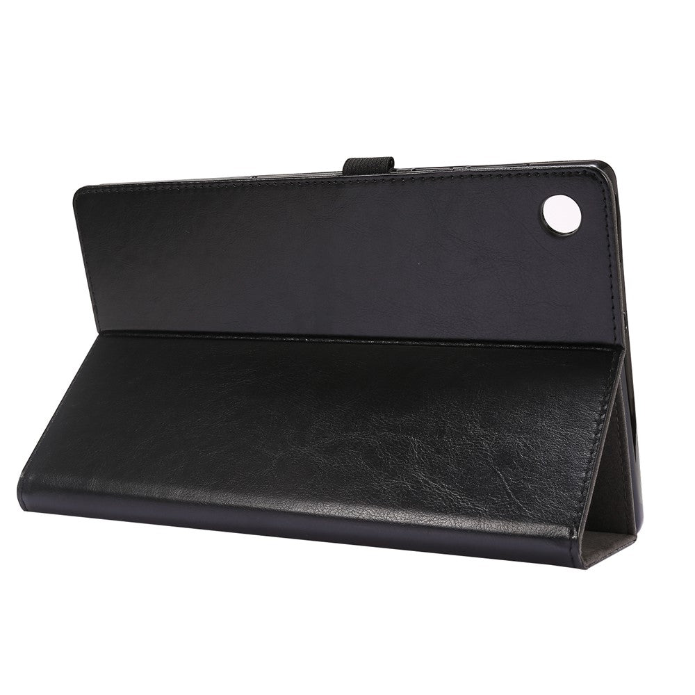 Crazy Horse Texture Leather Two-Fold Design Cover Case for Lenovo Tab M10 Plus - Black