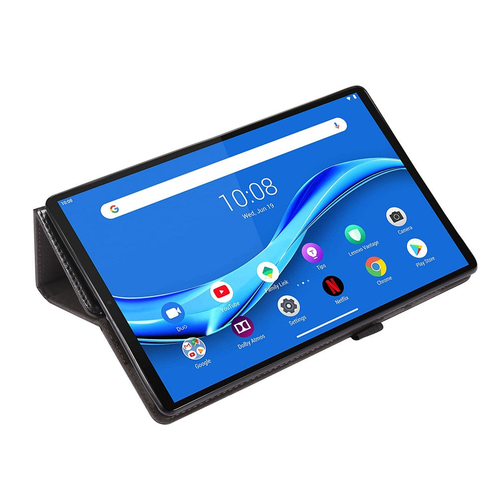 Crazy Horse Texture Leather Two-Fold Design Cover Case for Lenovo Tab M10 Plus - Black