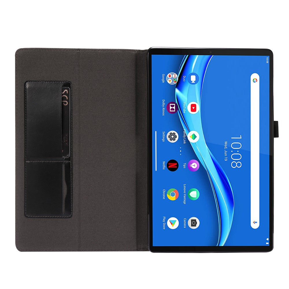 Crazy Horse Texture Leather Two-Fold Design Cover Case for Lenovo Tab M10 Plus - Black