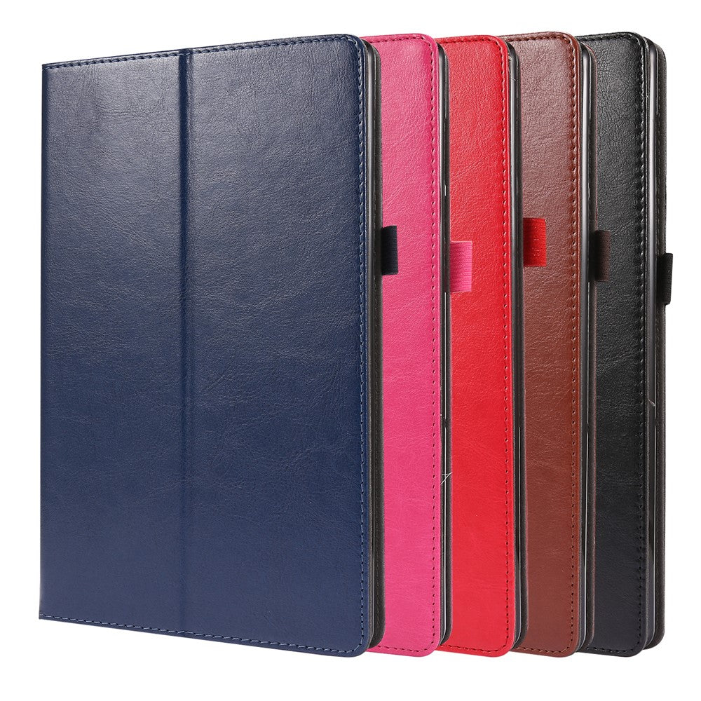 Crazy Horse Texture Leather Two-Fold Design Cover Case for Lenovo Tab M10 Plus - Black