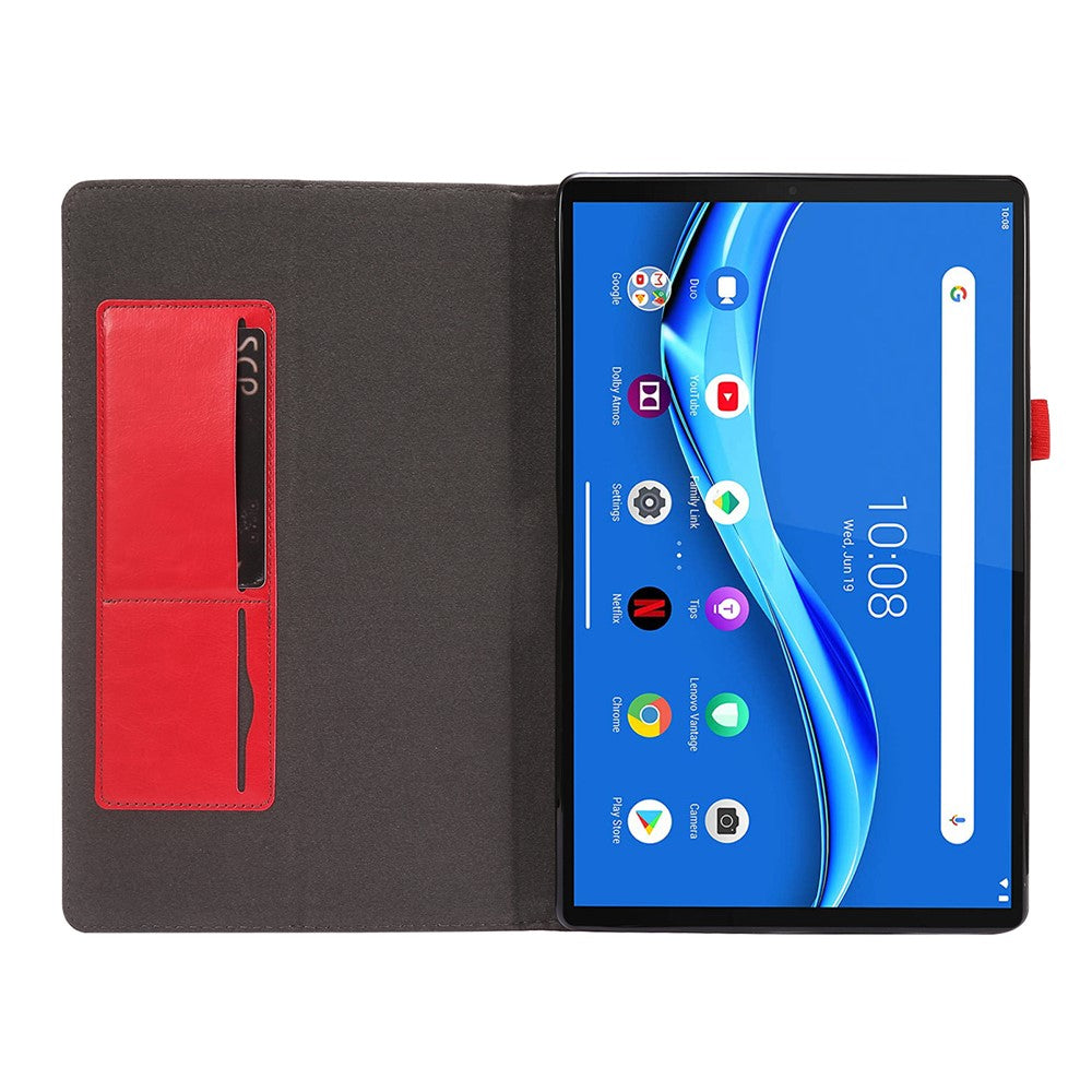 Crazy Horse Texture Leather Two-Fold Design Cover Case for Lenovo Tab M10 Plus - Red