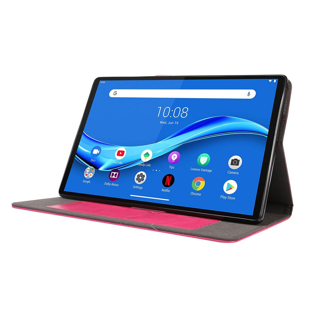 Crazy Horse Texture Leather Two-Fold Design Cover Case for Lenovo Tab M10 Plus - Pink