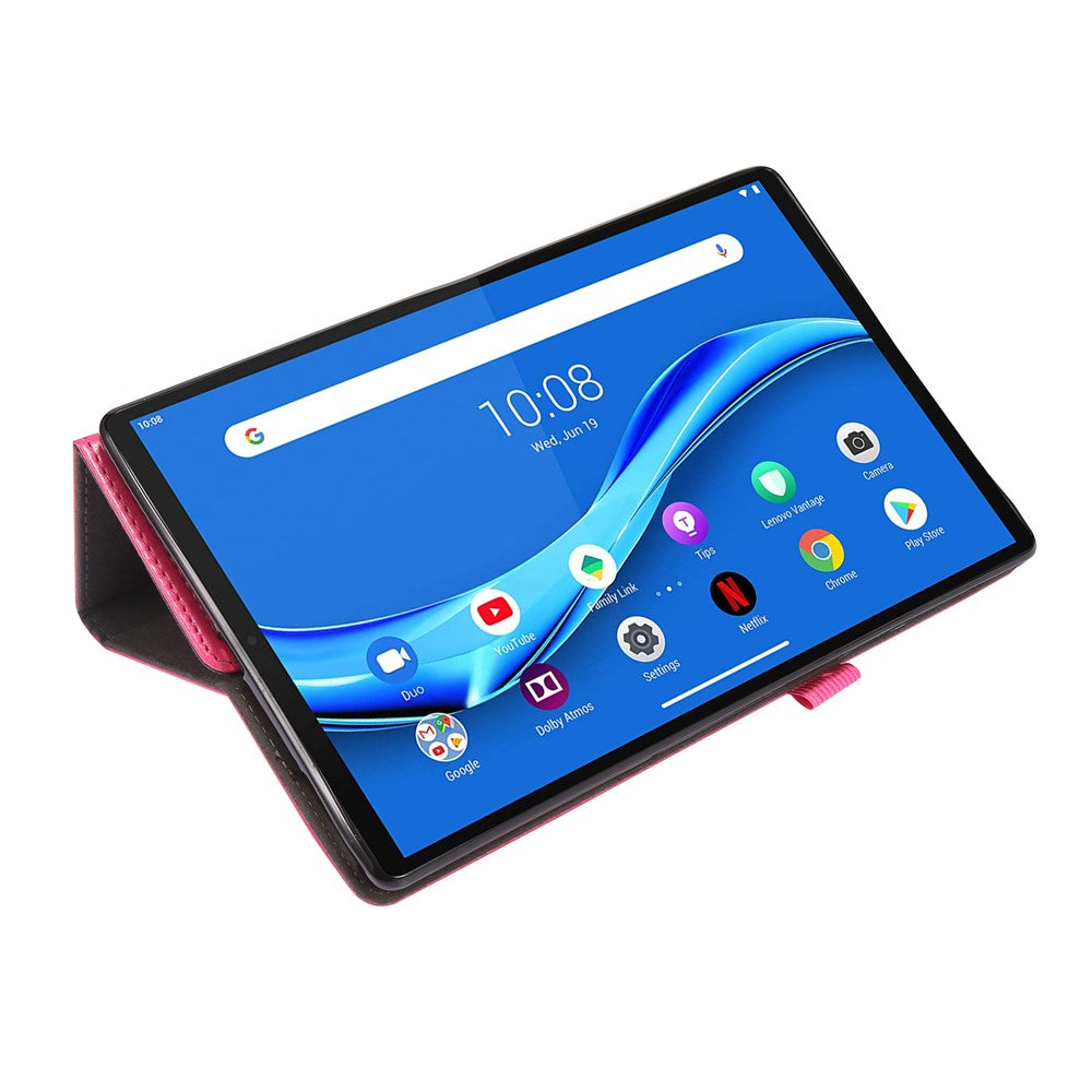 Crazy Horse Texture Leather Two-Fold Design Cover Case for Lenovo Tab M10 Plus - Pink