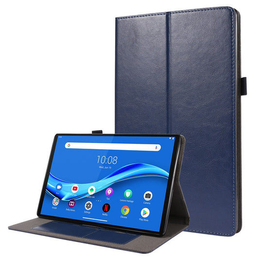 Crazy Horse Texture Leather Two-Fold Design Cover Case for Lenovo Tab M10 Plus - Blue