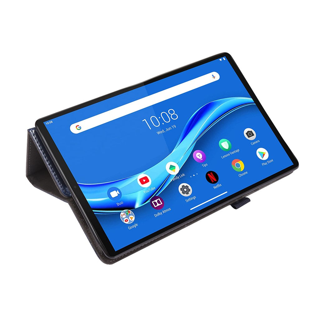Crazy Horse Texture Leather Two-Fold Design Cover Case for Lenovo Tab M10 Plus - Blue