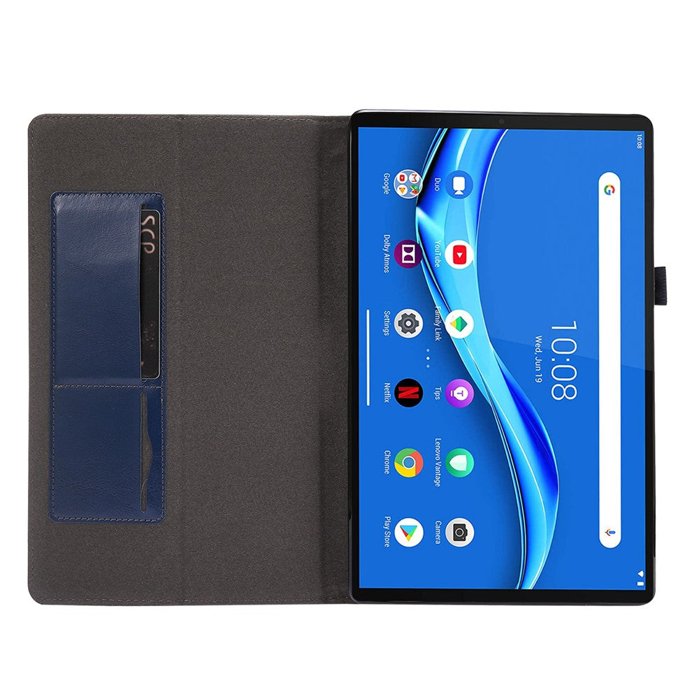 Crazy Horse Texture Leather Two-Fold Design Cover Case for Lenovo Tab M10 Plus - Blue