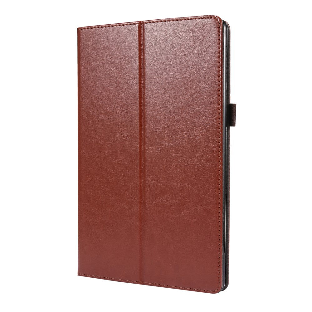 Crazy Horse Texture Leather Two-Fold Design Cover Case for Lenovo Tab M10 Plus - Brown