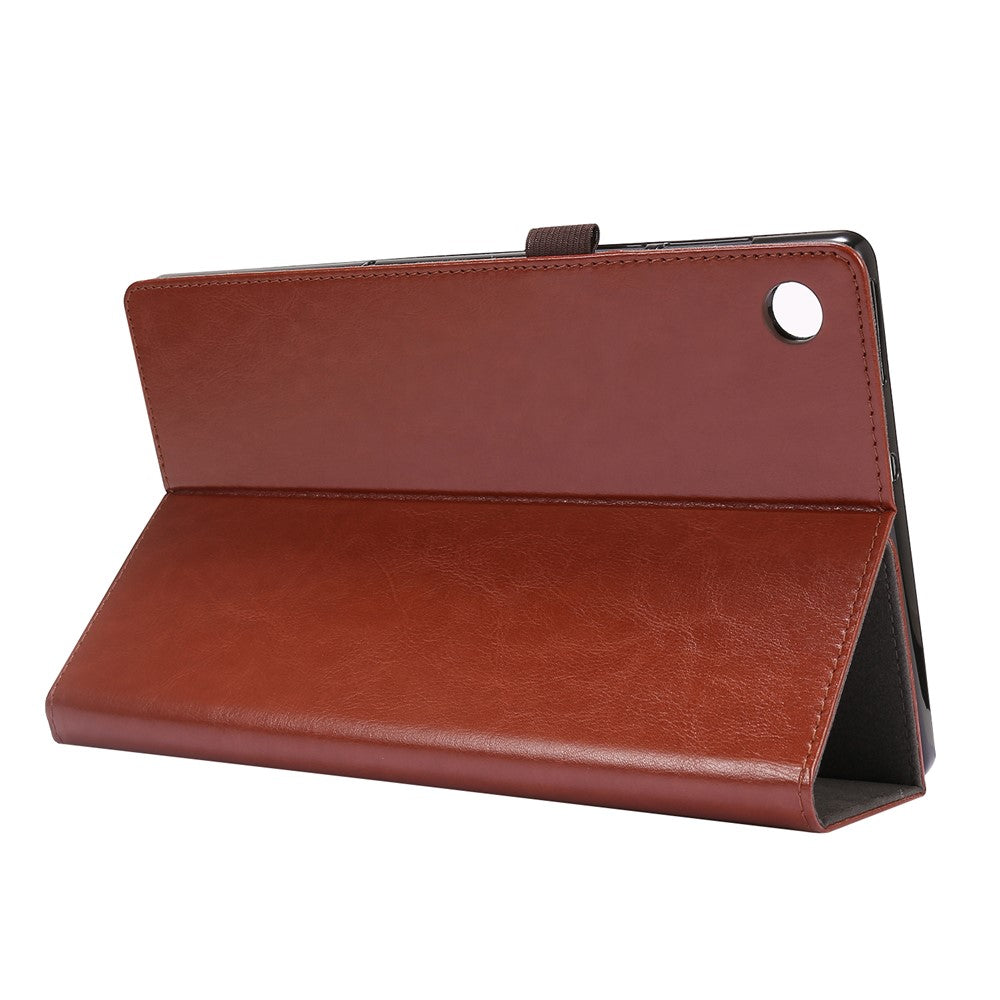 Crazy Horse Texture Leather Two-Fold Design Cover Case for Lenovo Tab M10 Plus - Brown