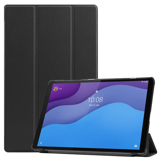 Tri-fold Leather Stand Tablet Case Narrow Bezel Multi-Color Tablet Cover for Lenovo Tab M10 HD Gen 2 TB-X306F/TB-X306X - Black