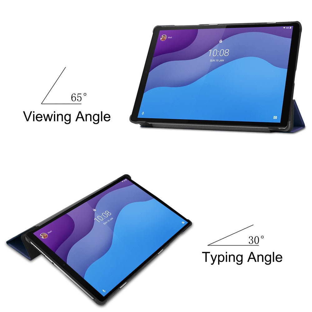 Tri-fold Leather Stand Tablet Case Narrow Bezel Multi-Color Tablet Cover for Lenovo Tab M10 HD Gen 2 TB-X306F/TB-X306X - Blue