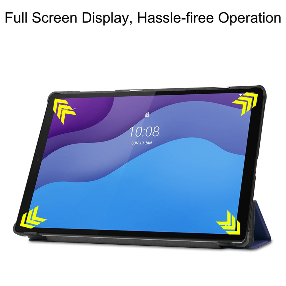 Tri-fold Leather Stand Tablet Case Narrow Bezel Multi-Color Tablet Cover for Lenovo Tab M10 HD Gen 2 TB-X306F/TB-X306X - Blue