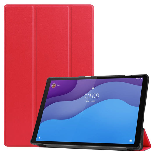 Tri-fold Leather Stand Tablet Case Narrow Bezel Multi-Color Tablet Cover for Lenovo Tab M10 HD Gen 2 TB-X306F/TB-X306X - Red