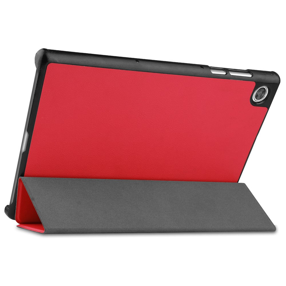 Tri-fold Leather Stand Tablet Case Narrow Bezel Multi-Color Tablet Cover for Lenovo Tab M10 HD Gen 2 TB-X306F/TB-X306X - Red
