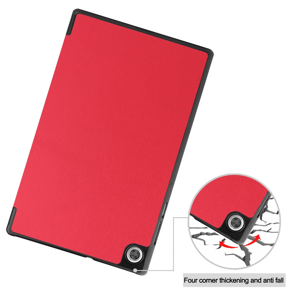 Tri-fold Leather Stand Tablet Case Narrow Bezel Multi-Color Tablet Cover for Lenovo Tab M10 HD Gen 2 TB-X306F/TB-X306X - Red