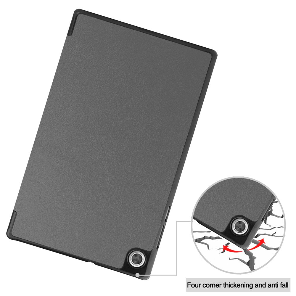 Tri-fold Leather Stand Tablet Case Narrow Bezel Multi-Color Tablet Cover for Lenovo Tab M10 HD Gen 2 TB-X306F/TB-X306X - Grey