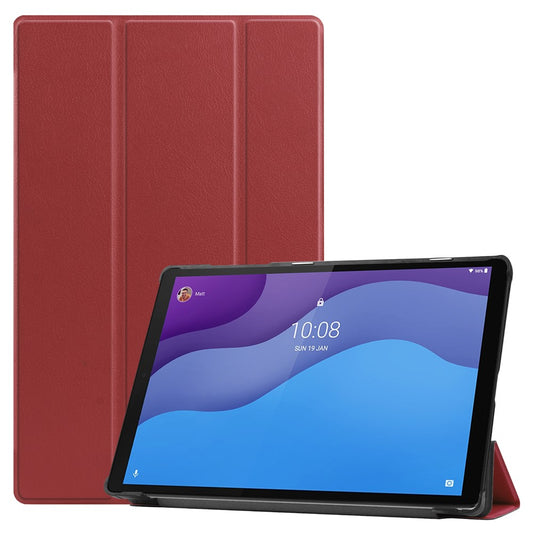 Tri-fold Leather Stand Tablet Case Narrow Bezel Multi-Color Tablet Cover for Lenovo Tab M10 HD Gen 2 TB-X306F/TB-X306X - Brown